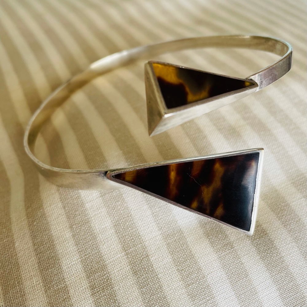 Sterling Cuff W Tortoise Shell - image 1